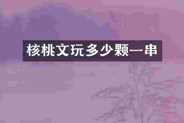 核桃文玩多少颗一串