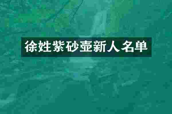 徐姓紫砂壶新人名单
