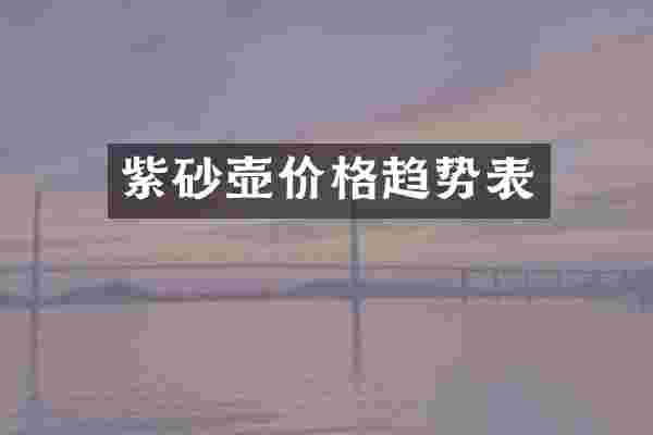 紫砂壶价格趋势表