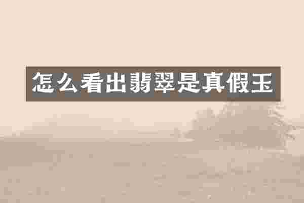 怎么看出翡翠是真假玉