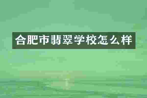 合肥市翡翠学校怎么样