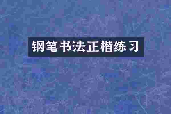 钢笔书法正楷练习