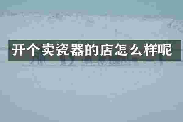 开个卖瓷器的店怎么样呢