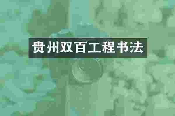 贵州双百工程书法