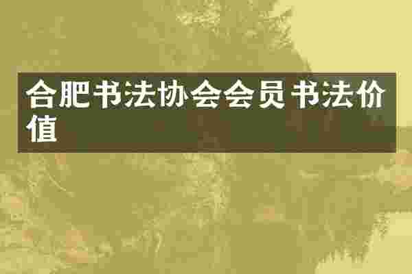合肥书法协会会员书法价值