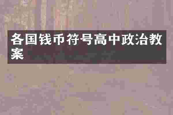 各国钱币符号高中政治教案