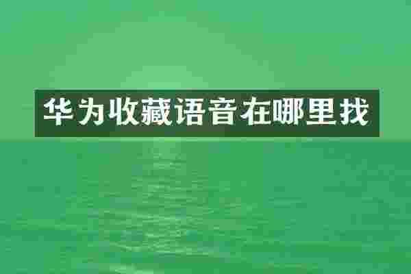 华为收藏语音在哪里找