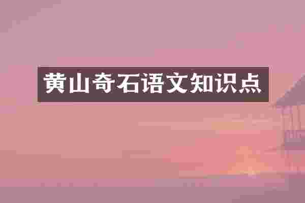黄山奇石语文知识点