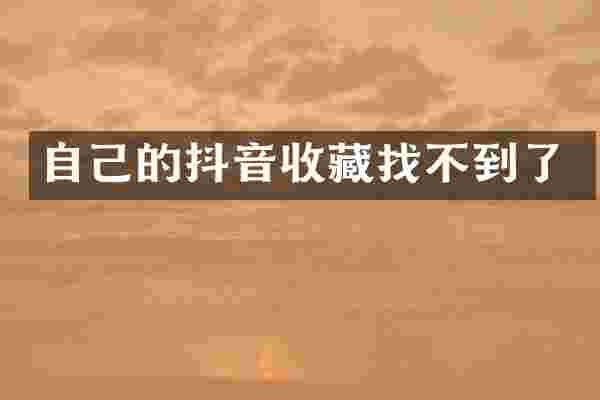自己的抖音收藏找不到了