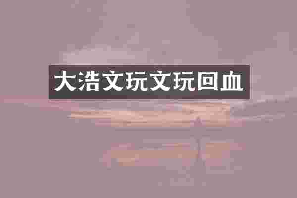 大浩文玩文玩回血