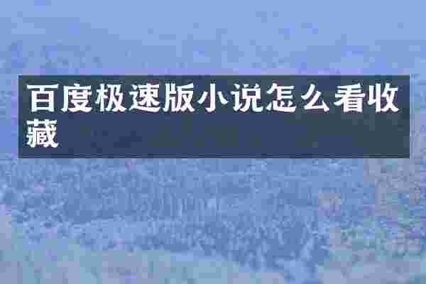 百度极速版小说怎么看收藏