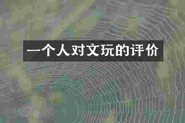 一个人对文玩的评价