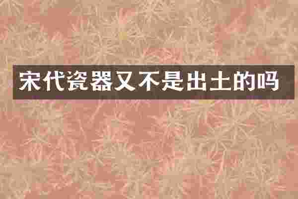 宋代瓷器又不是出土的吗