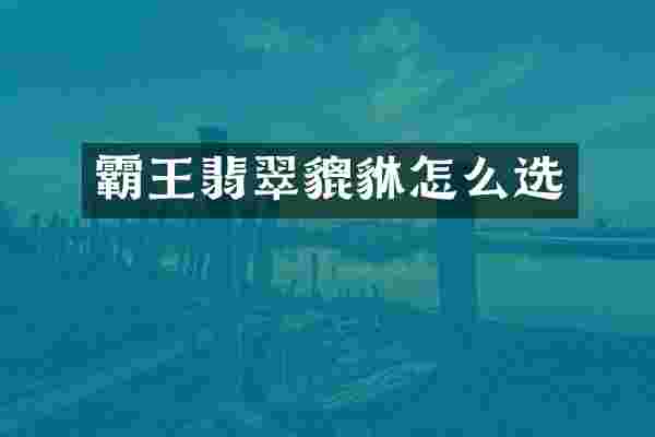 霸王翡翠貔貅怎么选