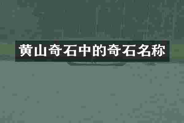 黄山奇石中的奇石名称