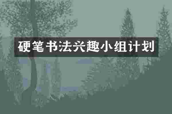 硬笔书法兴趣小组计划