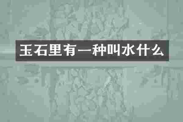 玉石里有一种叫水什么