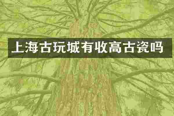 上海古玩城有收高古瓷吗
