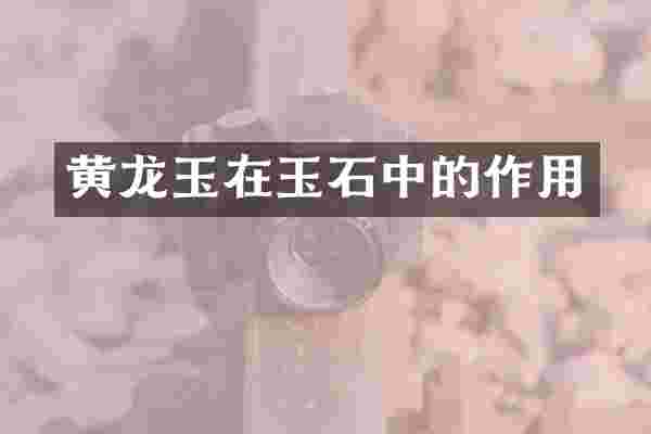 黄龙玉在玉石中的作用