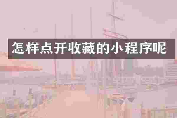 怎样点开收藏的小程序呢