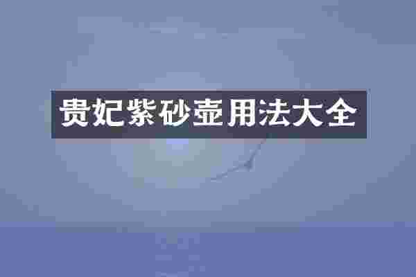 贵妃紫砂壶用法大全