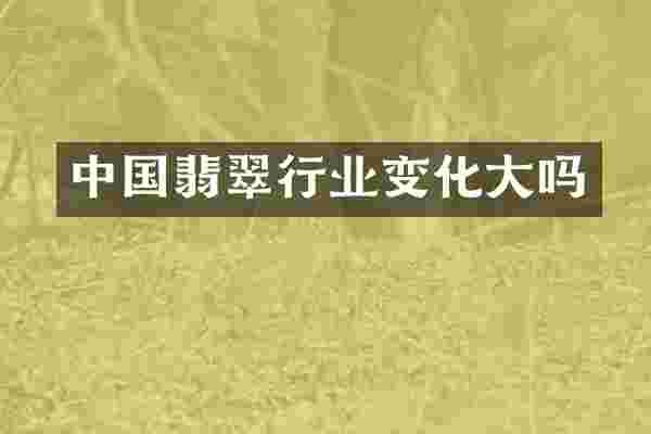中国翡翠行业变化大吗