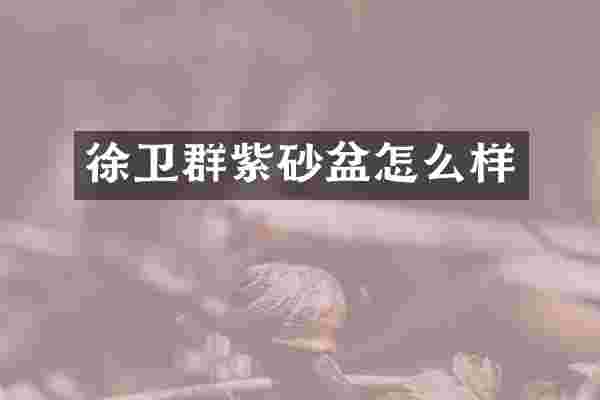 徐卫群紫砂盆怎么样