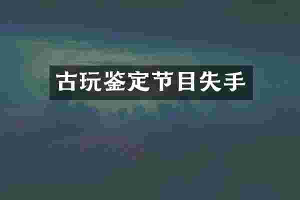 古玩鉴定节目失手