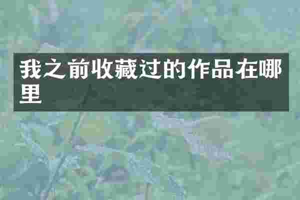我之前收藏过的作品在哪里