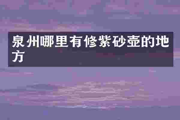 泉州哪里有修紫砂壶的地方