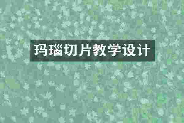 玛瑙切片教学设计