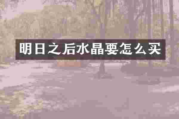 明日之后水晶要怎么买