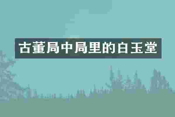 古董局中局里的白玉堂