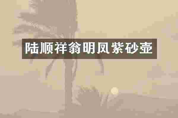 陆顺祥翁明凤紫砂壶