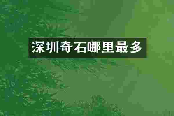 深圳奇石哪里最多