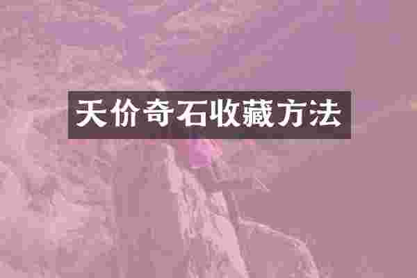 天价奇石收藏方法