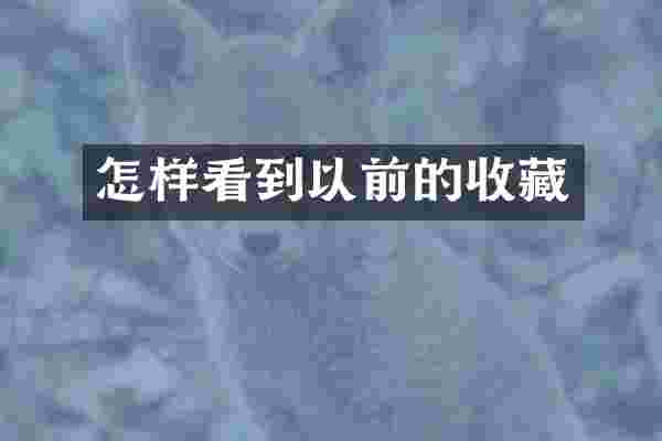 怎样看到以前的收藏