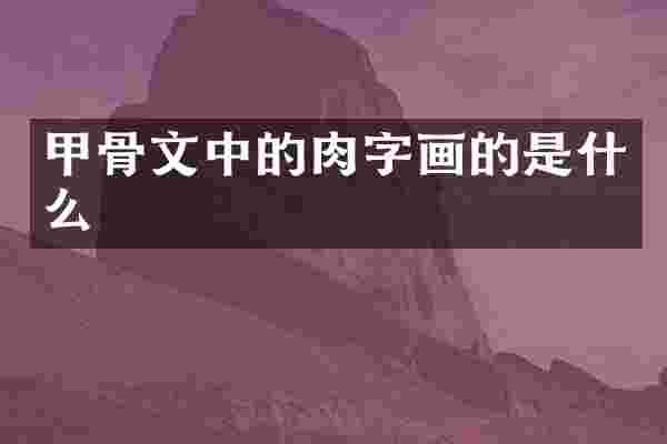 甲骨文中的肉字画的是什么