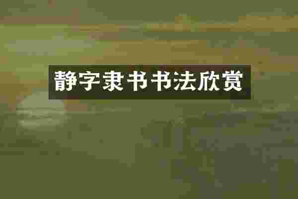 静字隶书书法欣赏