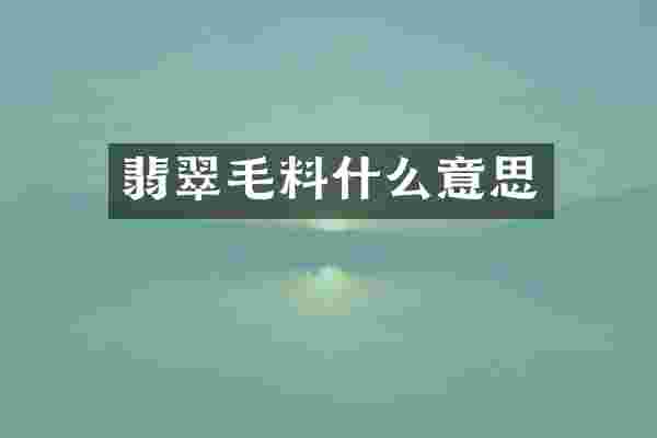 翡翠毛料什么意思