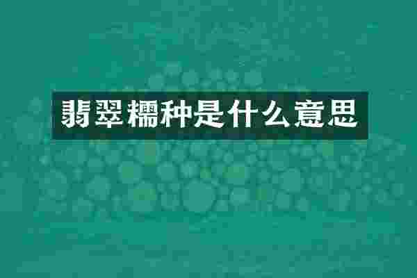 翡翠糯种是什么意思
