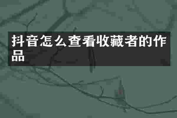 抖音怎么查看收藏者的作品