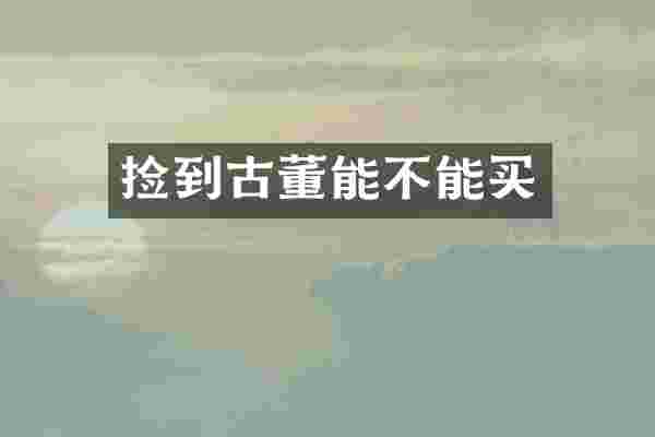捡到古董能不能买