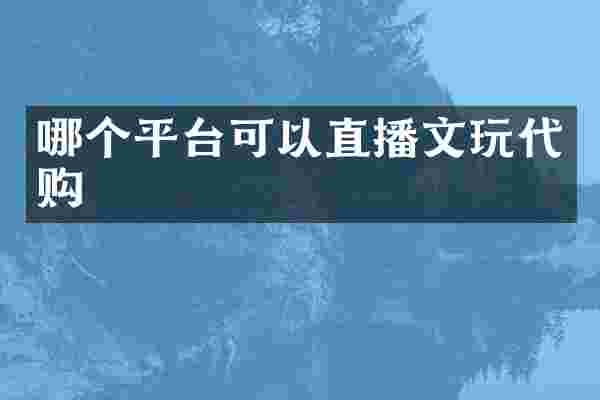 哪个平台可以直播文玩代购