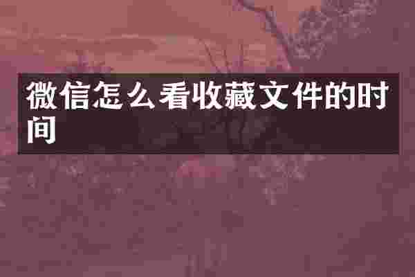微信怎么看收藏文件的时间