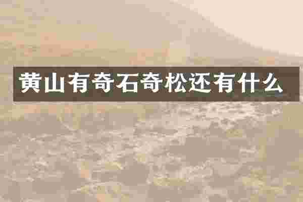 黄山有奇石奇松还有什么