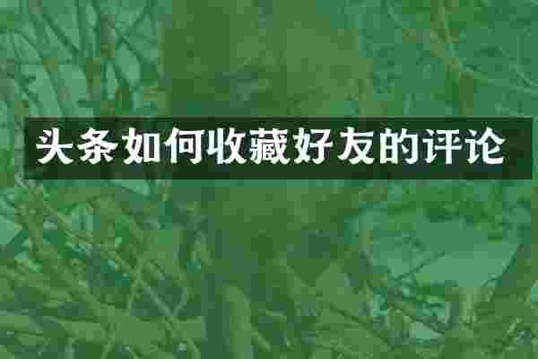 头条如何收藏好友的评论