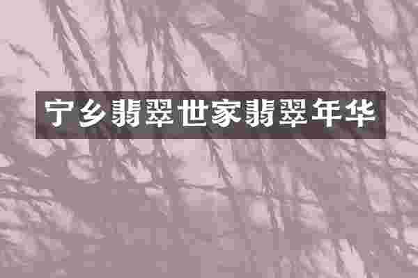 宁乡翡翠世家翡翠年华