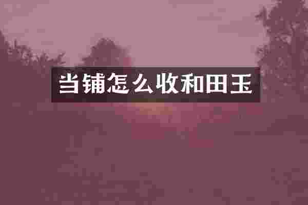 当铺怎么收和田玉
