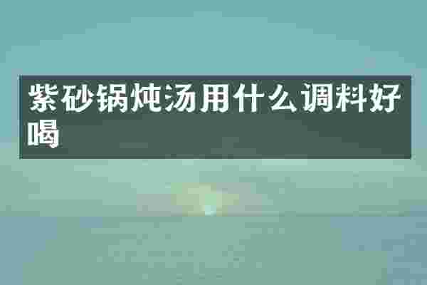 紫砂锅炖汤用什么调料好喝